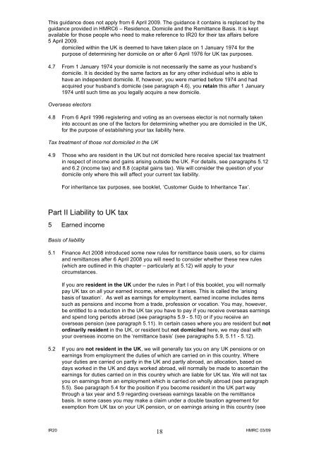 IR20 - Residents and non-residents liability to tax in the United ...