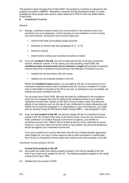 IR20 - Residents and non-residents liability to tax in the United ...