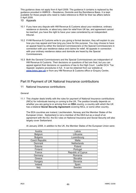 IR20 - Residents and non-residents liability to tax in the United ...