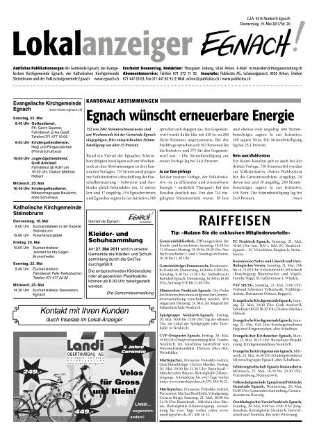 Kontakt mit Ihren Kunden - in der Gemeinde Egnach