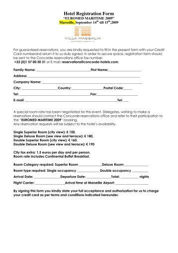 Hotel Registration Form - Mare Forum