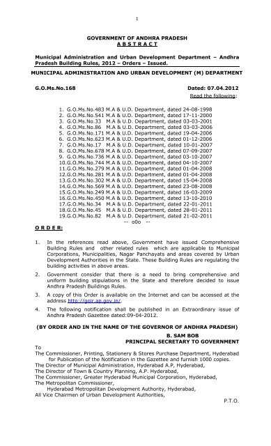 Andhra Pradesh Building Rules 2012 GO Ms.168 - Greater ...
