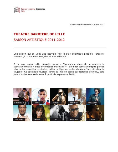 THEATRE BARRIERE DE LILLE SAISON ARTISTIQUE 2011-2012
