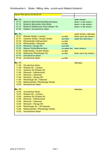 Fahrplan Bus 4