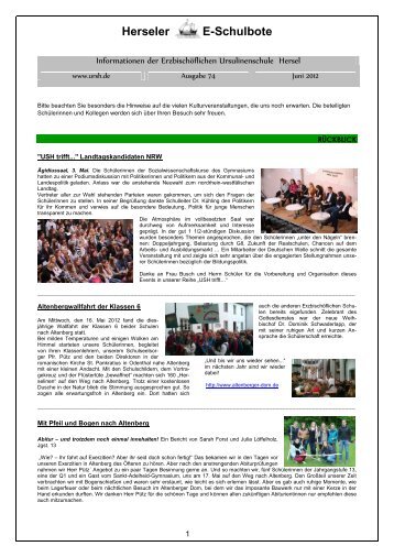 Newsletter Nr. 74 - Erzbischöfliche Ursulinenschule Hersel