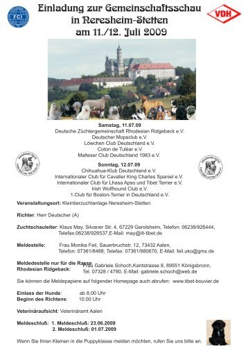 Einladung zur Gemeinschaftsschau in Neresheim-Stetten am 11./12 ...