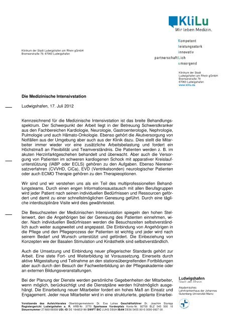 Rezensionen Für Klinikum Der Stadt Ludwigshafen Medizinische Intensivstation - Klinikum der Stadt Ludwigshafen