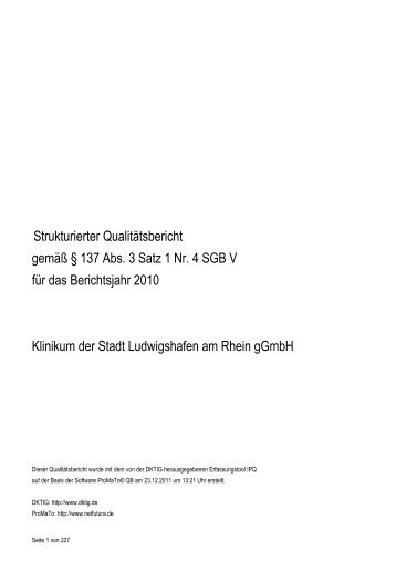 Qualitätsbericht - Klinikum der Stadt Ludwigshafen