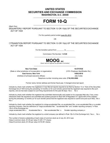 Q3 Form 10-Q - Moog Inc