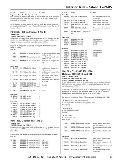 Welcome to Somerford Mini Ltd. Ordering Parts Using This ...
