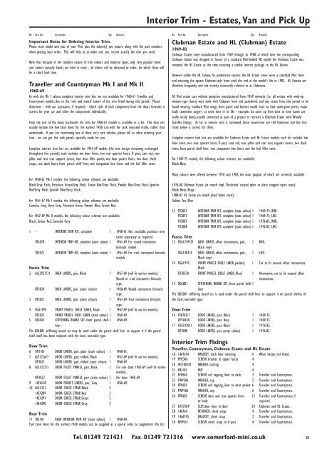 Welcome to Somerford Mini Ltd. Ordering Parts Using This ...