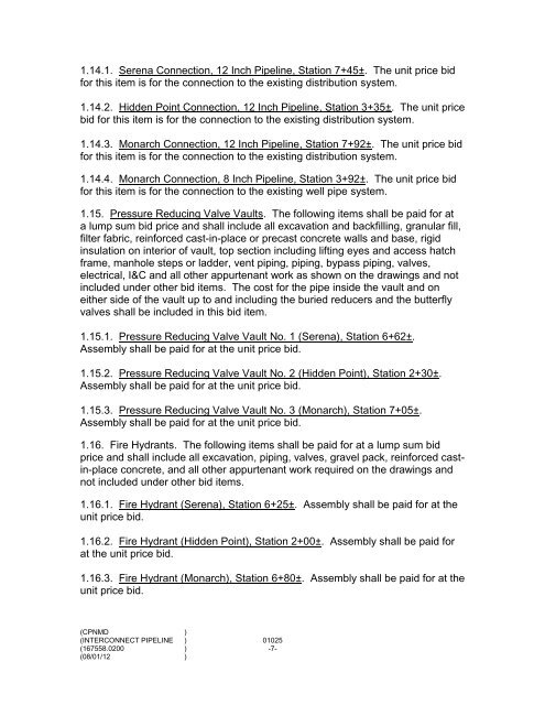 CPNMD Interconnect Pipeline Specs 8-1-12 - Garney Construction