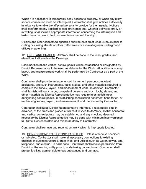 CPNMD Interconnect Pipeline Specs 8-1-12 - Garney Construction