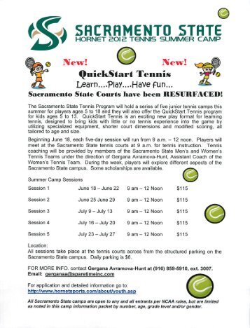 HORNET EOIE TENNIS SUMMER CAMP - Sacramento Athletics