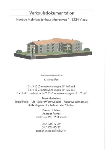 Neubau Mehrfamilienhaus Mattenweg1, 3223 Vinelz Perner Holzbau