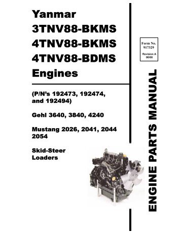 Yanmar 3TNV88-BKMS 4TNV88-BKMS 4TNV88-BDMS Engines ...