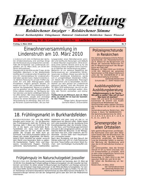 Heimatzeitung Nr. 09 - Gemeinde Reiskirchen