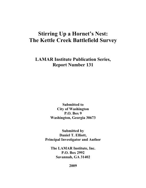 Stirring Up a Hornet's Nest: - UGA Laboratory of Archaeology ...