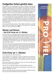 Räume und Reisen Predigtreihe: Einfach geistlich leben ELIA-Party ...