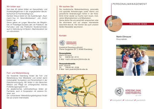 Flyer Personalmanagement - Kreisklinik Ebersberg GmbH