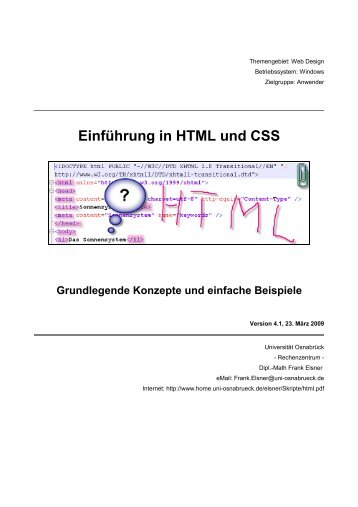 Einführung in HTML und CSS - Rechenzentrum Universität Osnabrück