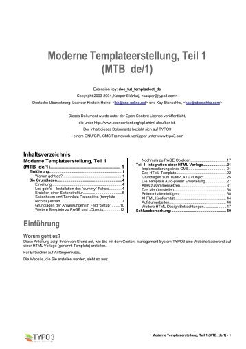 Moderne Templateerstellung, Teil 1 (MTB_de/1)