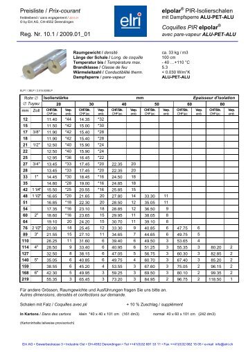 Preisliste / Prix-courant elpolar Pir-Isolierschalen ... - Elri AG