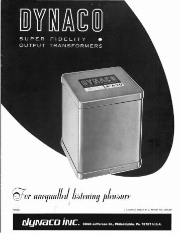 Dynaco Transformer Catalog - Gary's Tube Page