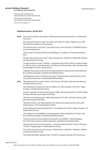 enf Publikationsliste 06.2012 (pdf / 125 85 kb) - ernst niklaus fausch ...