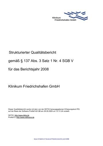 Qualitätsbericht 2008 - Klinikum Friedrichshafen GmbH