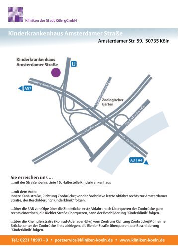 Lageplan und Anfahrt finden Sie hier - Kliniken der Stadt Köln gGmbH