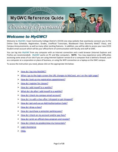 MyGWC Reference Guide - Golden West College