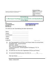 Anmeldung 1. Murnauer Fachtagung Legasthenie ... - Klinik Hochried