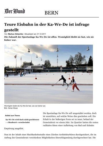 Teure Eisbahn in der Ka-We-De ist infrage gestellt - Bern - derbund.ch