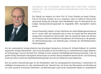 Der Tatkraft und Initiative von Herrn Prof. Dr - Klinik Prof. Schedel