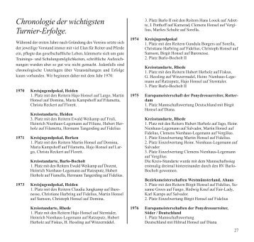 Chronologie der wichtigsten Turnier-Erfolge. - (Reit- und Fahrverein ...