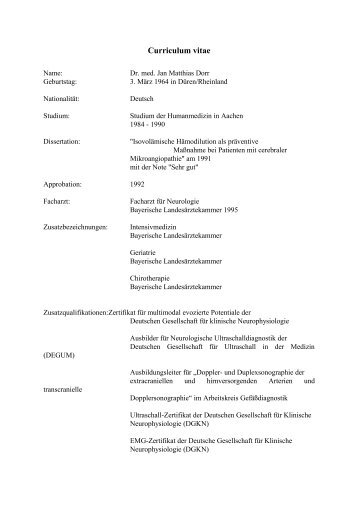 Curriculum Vitae (PDF, 52 KB) - Klinikum Aschaffenburg
