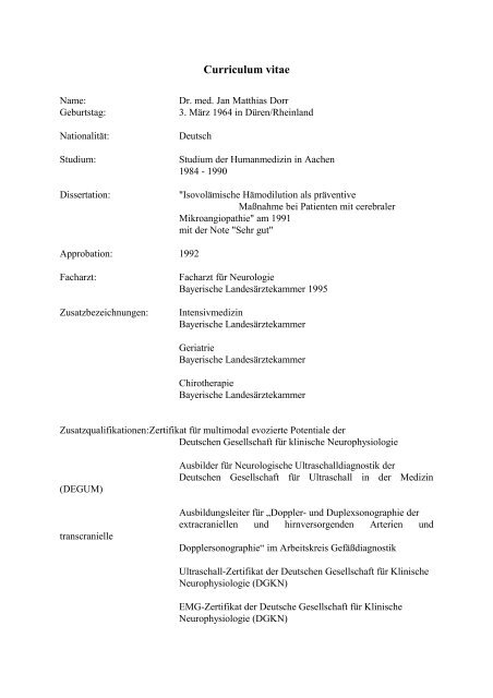 Curriculum Vitae (PDF, 52 KB) - Klinikum Aschaffenburg