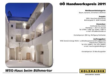 WSG-Haus beim Böhmertor OÖ Handwerkspreis 2011 - Holzhaider