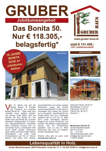 Das Bonita 50. Nur € 118.305,- belagsfertig* - Gruber Haus