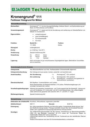 Technisches Datenblatt - Paul Jaeger GmbH & Co. KG