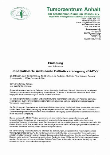 ,,Spezialisierte Ambulante Palliativversorgung (SAPV)" - Städtisches ...