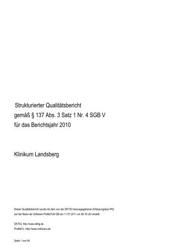 strukturierter Qualitätsbericht von 2010 - Klinikum Landsberg am Lech