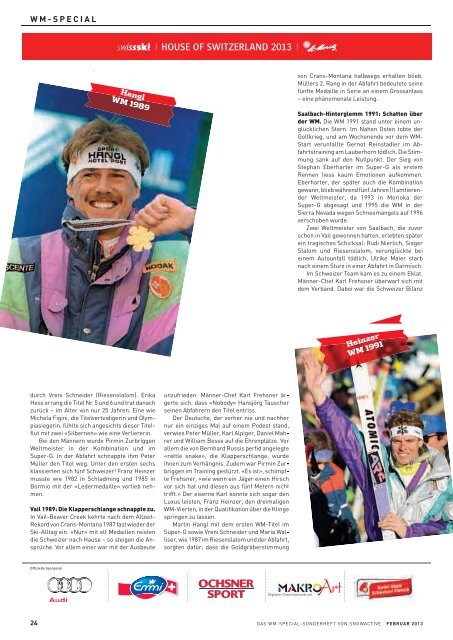 DAS SCHWEIZER SCHNEESPORTMAGAZIN