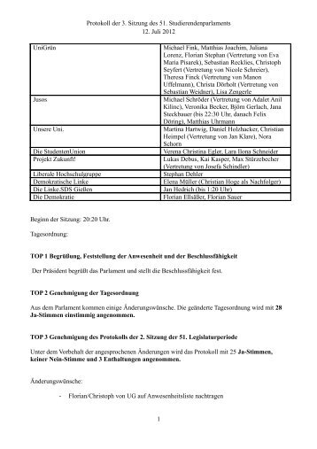 Protokoll der 1. Sitzung des 51. Studierendenparlaments