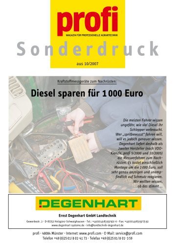 Diesel sparen für 1 000 Euro - Degenhart Systeme