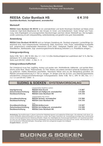 technisches Merkblatt - Suding & Soeken GmbH & Co. KG