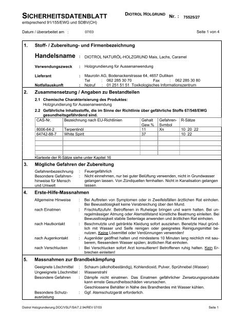 SICHERHEITSDATENBLATT - Diotrol