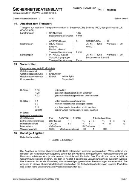 SICHERHEITSDATENBLATT - Diotrol