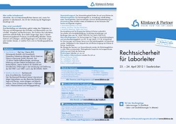 Rechtssicherheit für Laborleiter - Klinkner & Partner GmbH